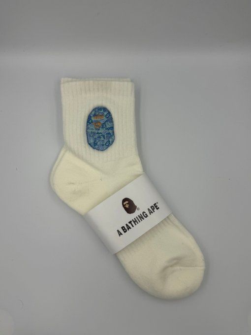 Chaussettes BAPE Head Bleu Noires et Blanches | A Bathing Ape
