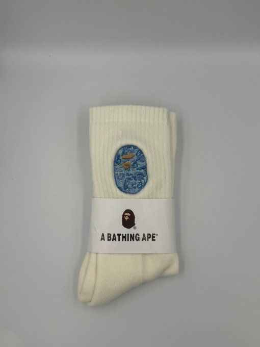 Chaussettes BAPE Head Bleu Noires et Blanches | A Bathing Ape