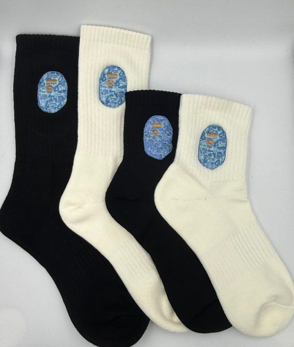 Chaussettes BAPE Head Bleu Noires et Blanches | A Bathing Ape