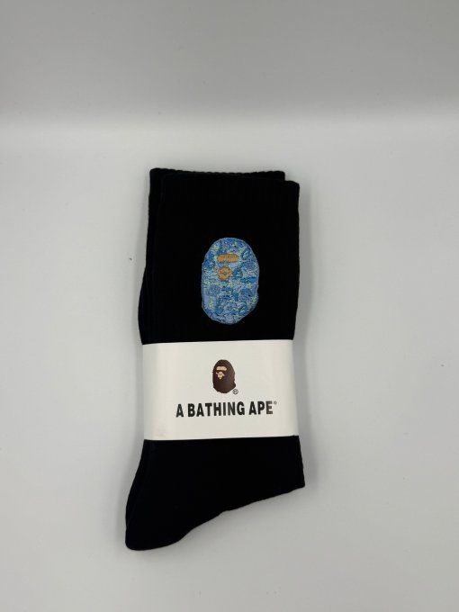 Chaussettes BAPE Head Bleu Noires et Blanches | A Bathing Ape
