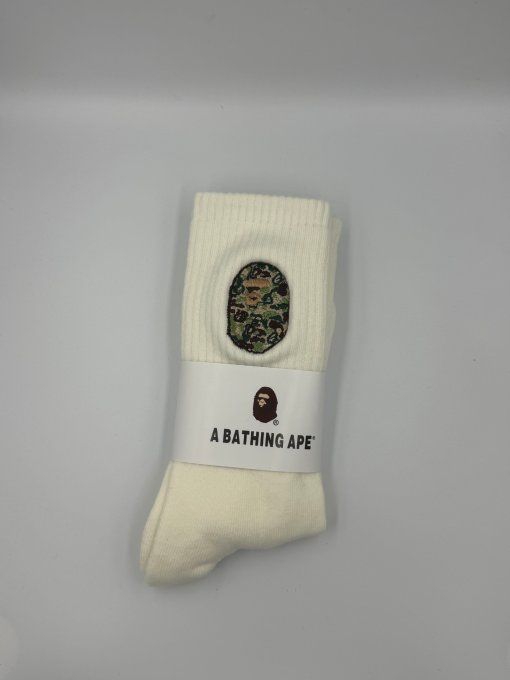 Chaussettes BAPE Head Camo Vert Noires et Blanches | A Bathing Ape
