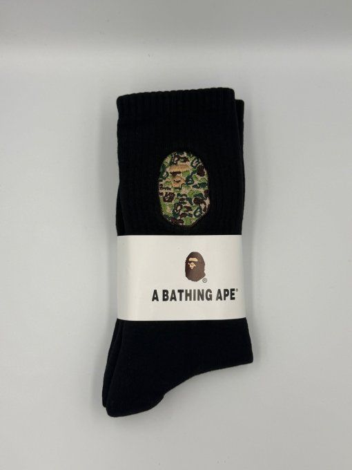 Chaussettes BAPE Head Camo Vert Noires et Blanches | A Bathing Ape