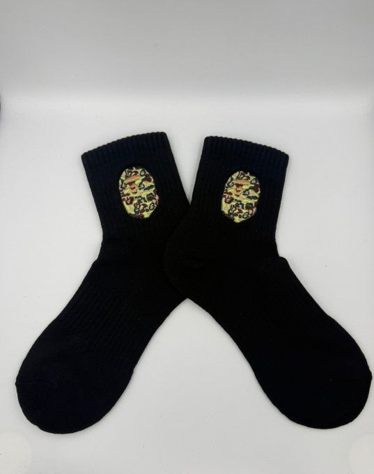 Chaussettes BAPE Head Camo Vert Noires et Blanches | A Bathing Ape