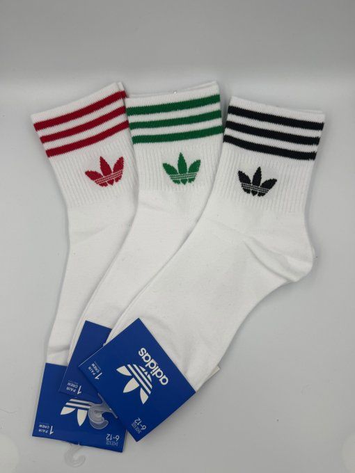 Chaussettes ADIDAS Mi-Cheville Blanches Colorées 38 - 46