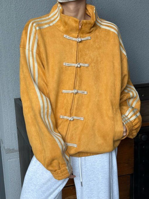 Veste Adidas Nouvel An Chinois Jaune Moutarde en Daim – Streetwear