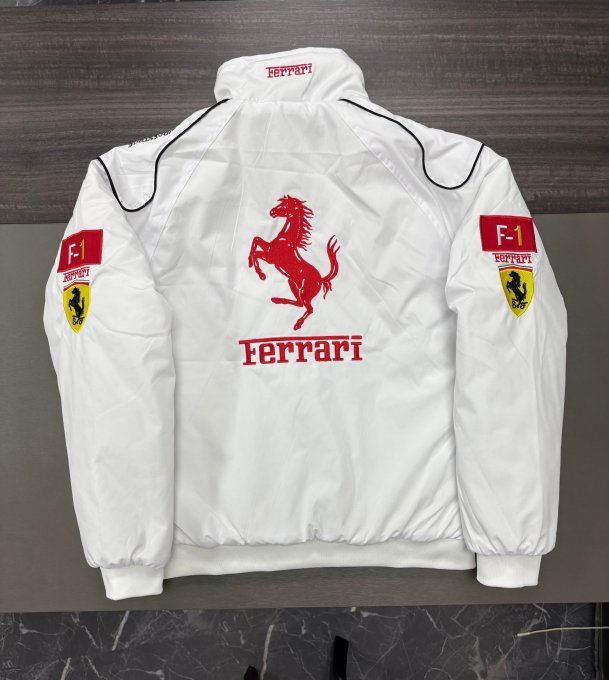 Veste Ferrari F1 Blanche Streetwear Mixte Homme Femme