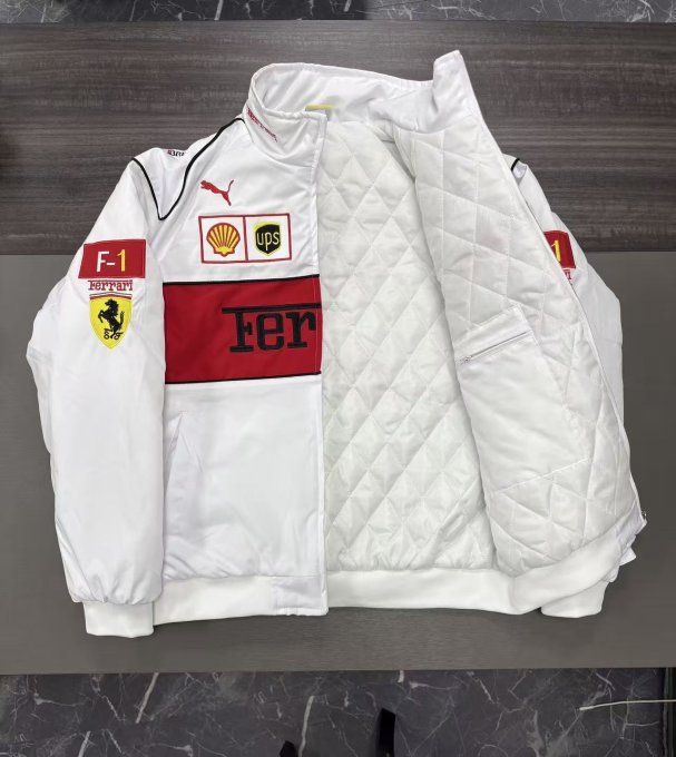 Veste Ferrari F1 Blanche Streetwear Mixte Homme Femme