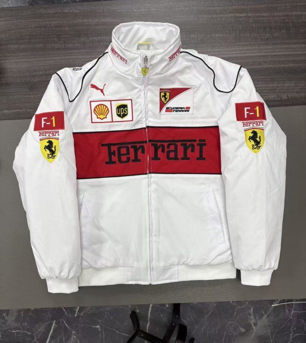 Veste Ferrari F1 Blanche Streetwear Mixte Homme Femme